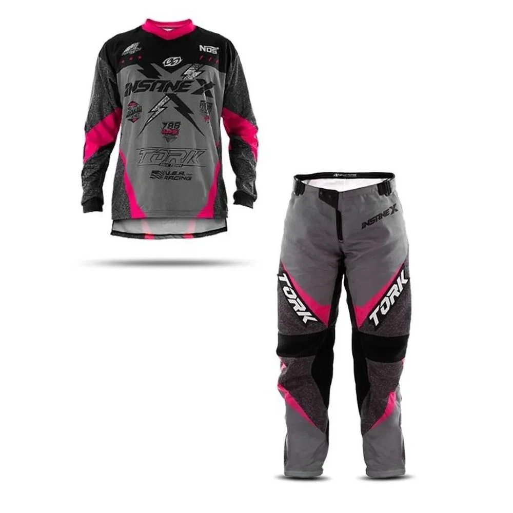 Conjunto Pro Tork Insane X Cinza/Rosa - Spinelli Motos Boutique