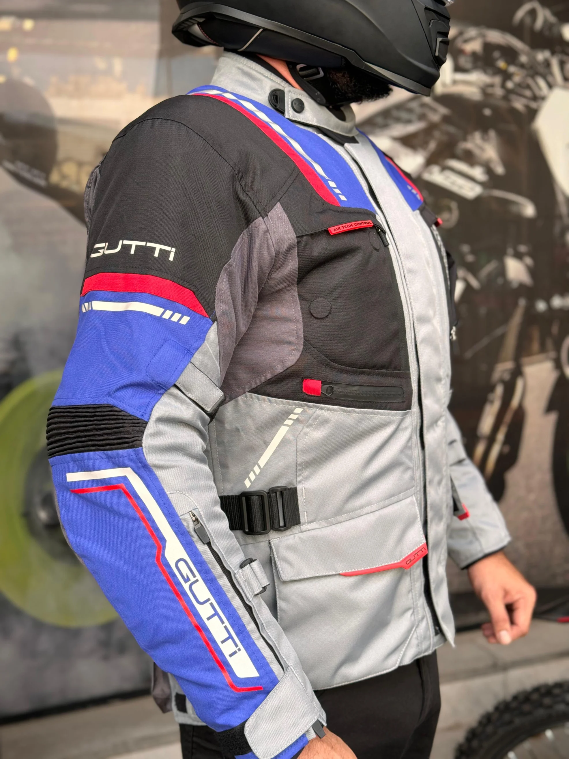Jaqueta Gutti Masculina G-4348 Parka Ushuaia Cinza/Azul/Vermelho