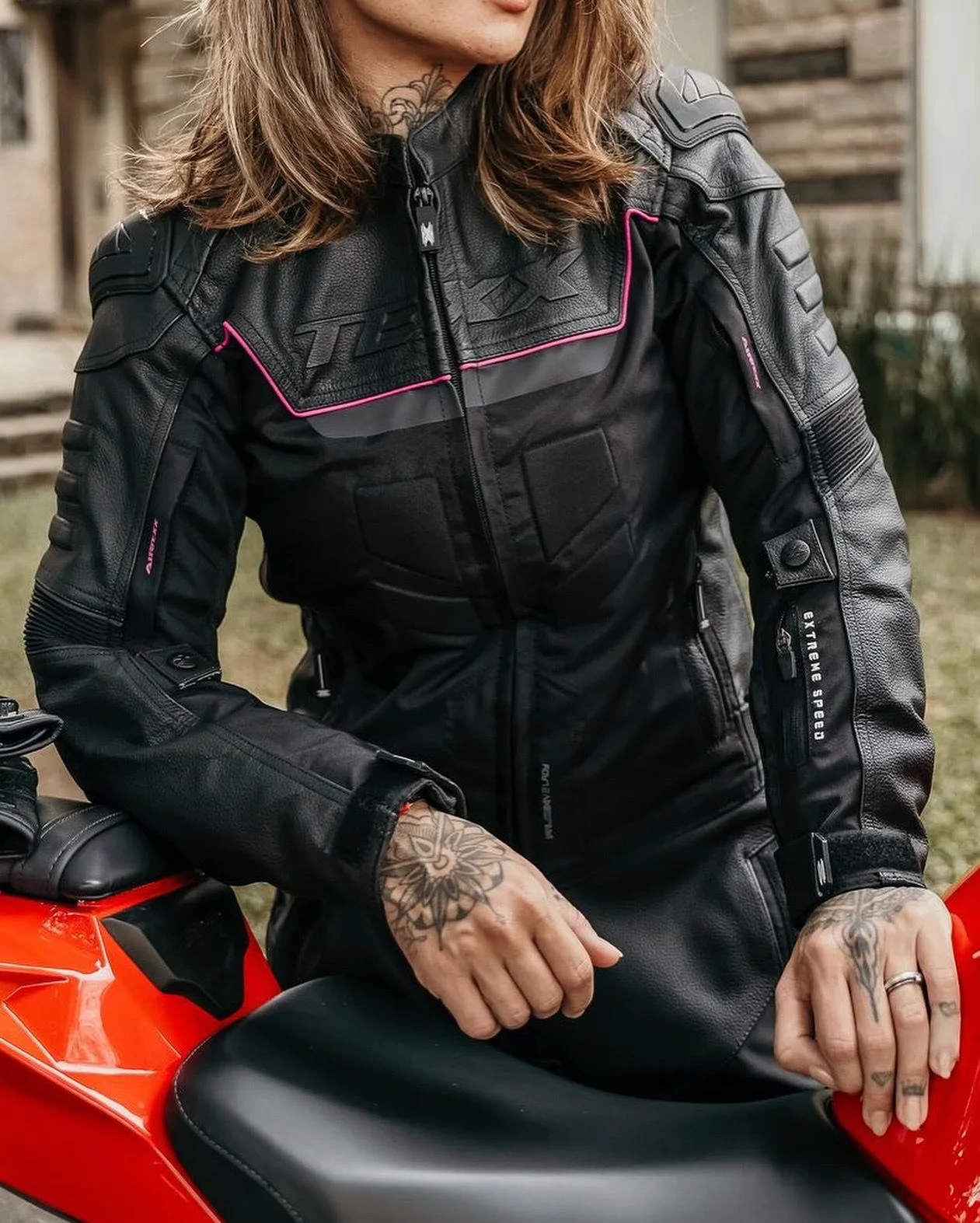 Jaqueta Texx Feminina Falcon V2 Preto/Rosa - Spinelli Motos Boutique