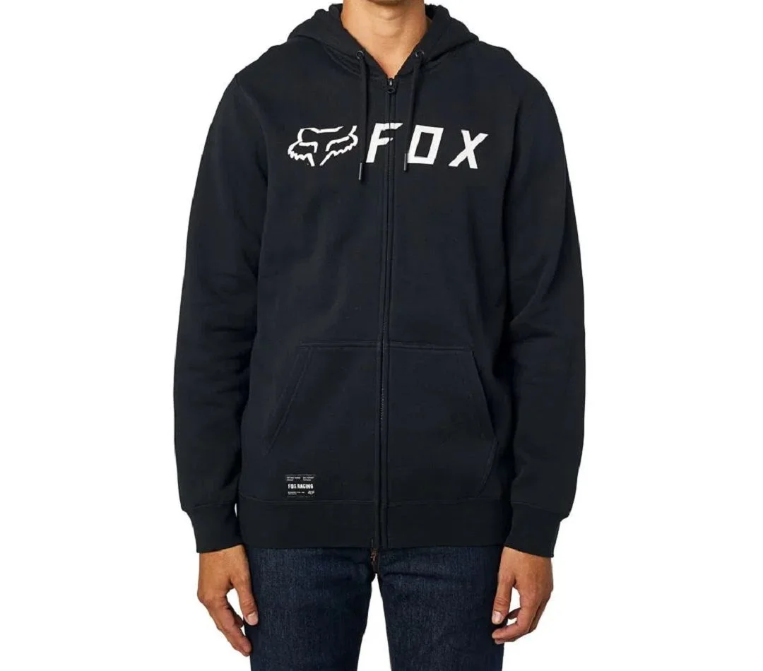 Moletom Fox Apex Zip Preto/Branco - Spinelli Motos Boutique
