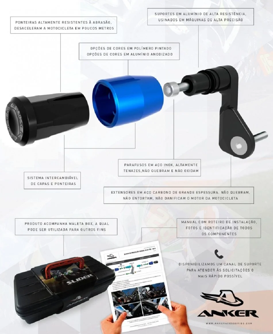 113 ＊ Slider Kawasaki ZX 6R 636 19-24 - Anker - Spinelli Motos Boutique