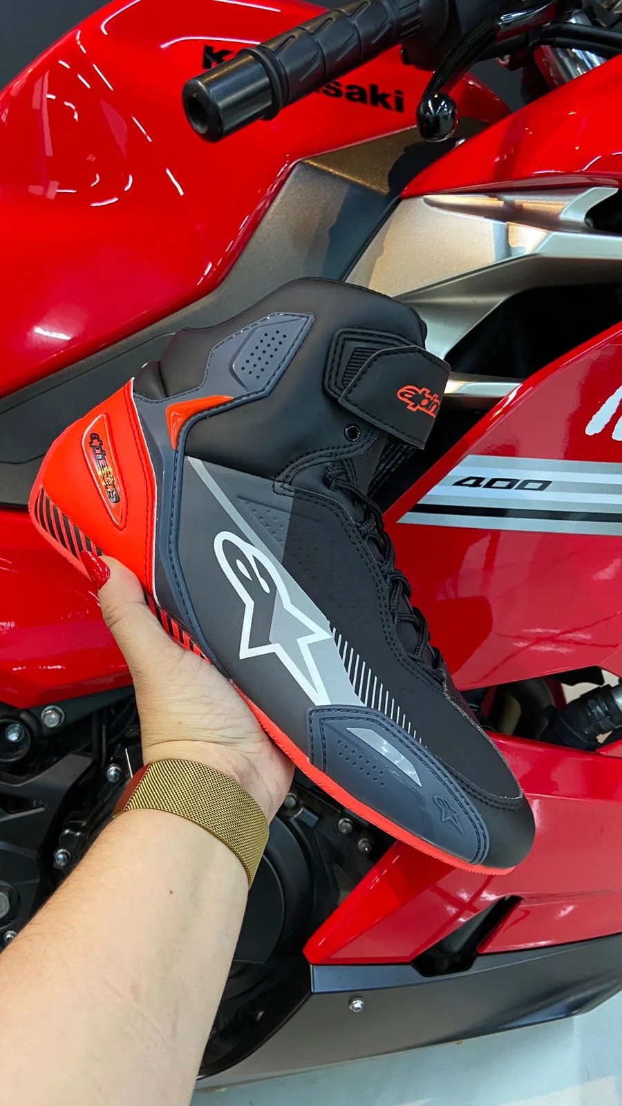 Tênis Alpinestars Faster 3 Preto/Cinza/Vermelho Fluor - Spinelli