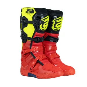 Bota ASW Elevate Vermelho/Preto/Amarelo Flúor - Spinelli Motos Boutique