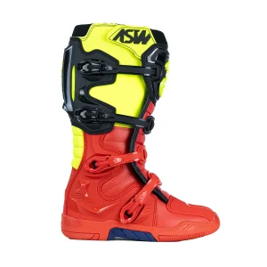 Bota ASW Elevate Vermelho/Preto/Amarelo Flúor - Spinelli Motos Boutique