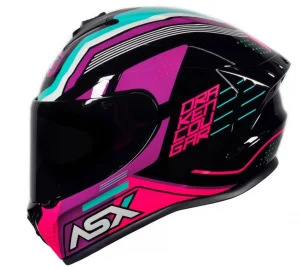 Capacete ASX Draken Cougar Preto/Rosa/Tiffany - Spinelli Motos