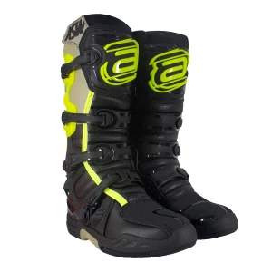 Bota ASW Elevate Preto/Amarelo Fluor/Areia - Spinelli Motos Boutique