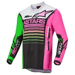 Camisa Alpinestars Racer Compass 22 - Preto/Verde/Pink Fluor