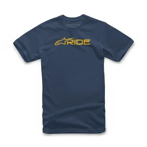 Camiseta Alpinestars Ride 3.0 Azul Marinho/Ouro