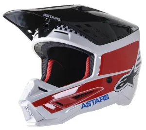 Capacete Alpinestars SM5 Speed 22 - Branco/Azul Escuro/Vermelho