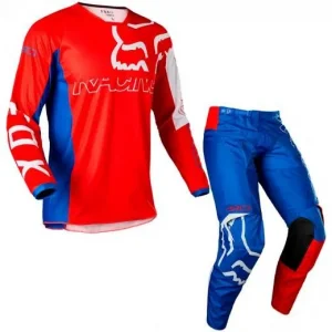 Conjunto(Combo) Fox 180 Skew 2022 Branco/Vermelho/Azul