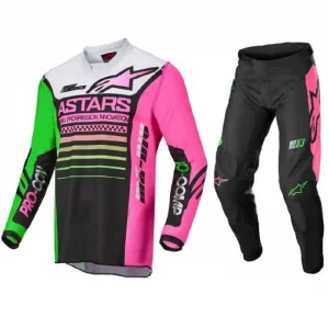 Conjunto Alpinestars Racer Compass 22 - Preto/Verde/Pink Fluor