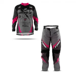 Conjunto Pro Tork Insane X Cinza/Rosa - Spinelli Motos Boutique