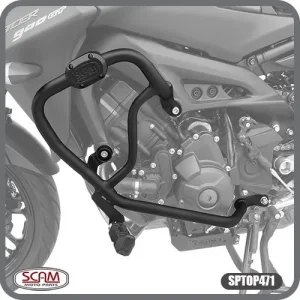 Protetor de Motor C/ Pedaleiras Yamaha MT-09 Tracer GT - SCAM Preto Fosco