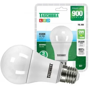 Lampada LED Taschibra Bulbo Bivolt A60 9W 6500K Branco FRIO BIVOLT