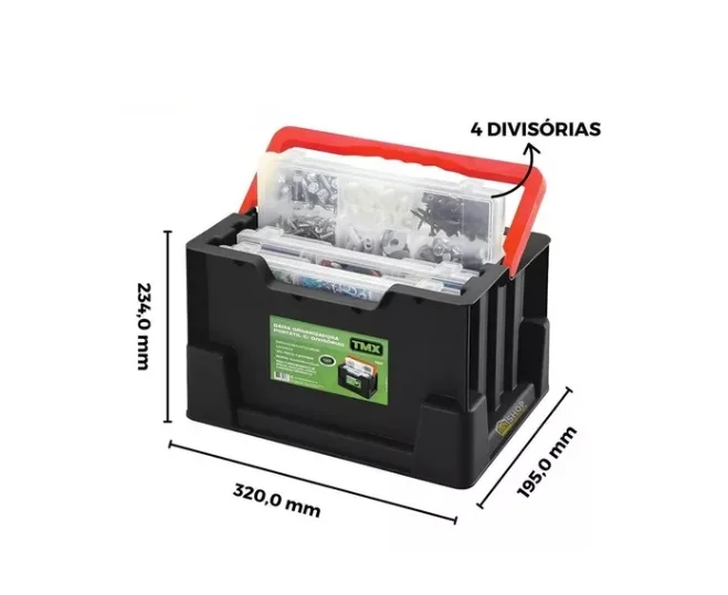 Caixa TMX Organizadora Parafusos Portátil 4 Divisórias - TiroCenter