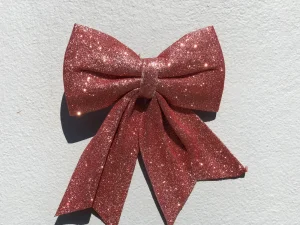 Laço com Glitter Rose 20Cm Wf1099