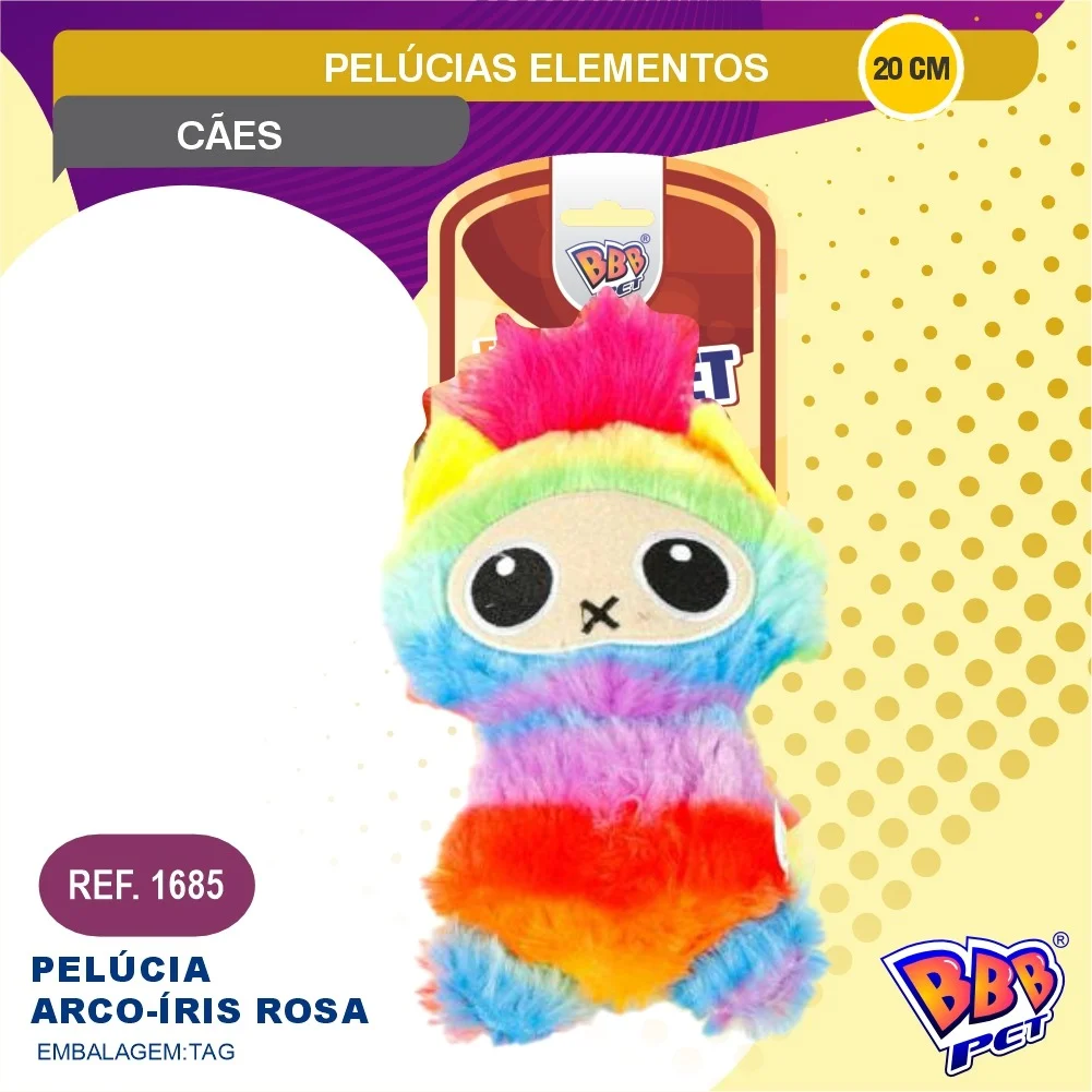 PELUCIA ARCO IRIS ELEMENTOS ROSA PELUCIA - BBB Pet