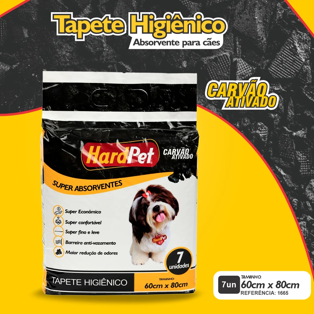 TAPETE HIGI CARVAO ATIVADO HARD PET 60X80 7 UN - BBB Pet