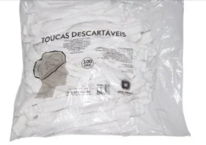Touca Descartável Branca com Elástico Pacote com 100 Descarpack