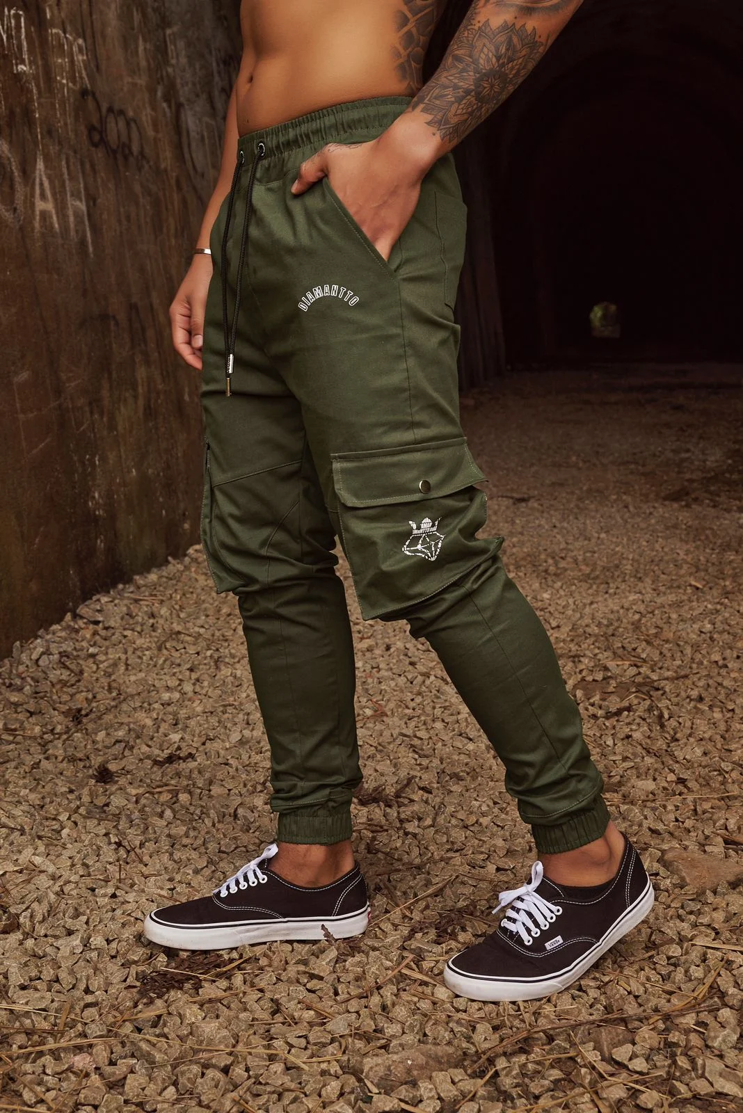 Calça jogger top masculina verde militar